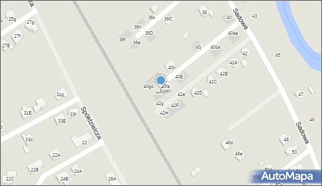 Stargard, Sadowa, 40fc, mapa Stargard