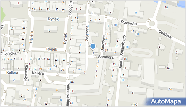 Starogard Gdański, Sambora, 3, mapa Starogard Gdański