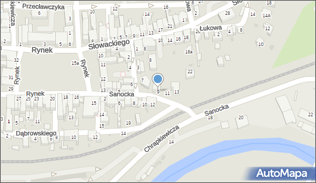 Strzyżów, Sanocka, 9, mapa Strzyżów