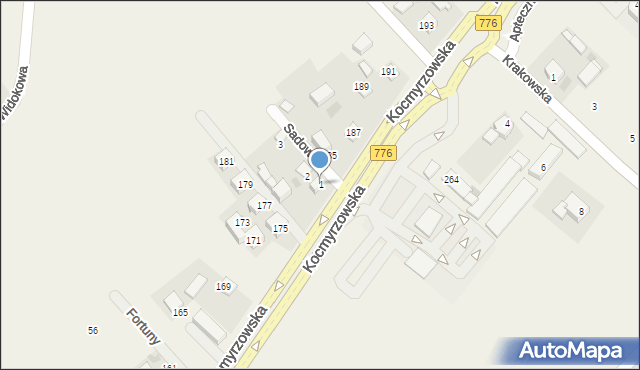 Sulechów, Sadowa, 1, mapa Sulechów