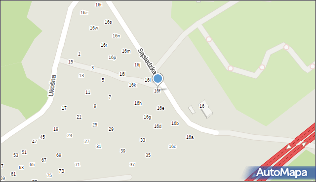 Szczecin, Sąsiedzka, 16f, mapa Szczecina