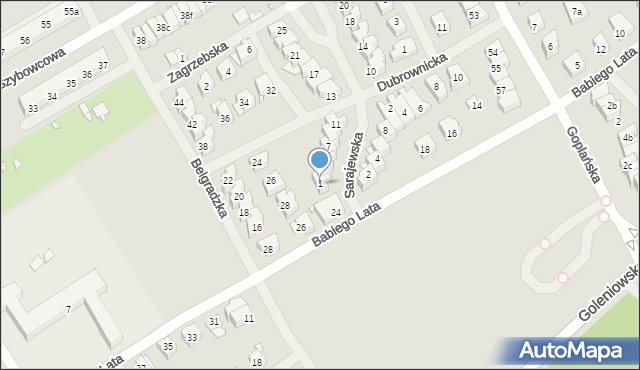 Szczecin, Sarajewska, 1, mapa Szczecina