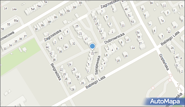 Szczecin, Sarajewska, 11, mapa Szczecina