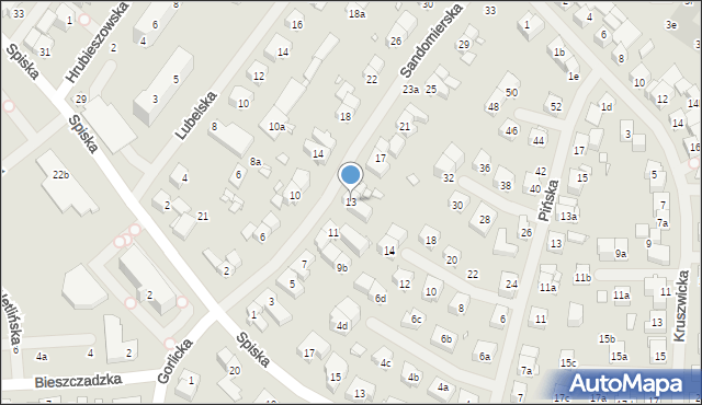 Szczecin, Sandomierska, 13, mapa Szczecina