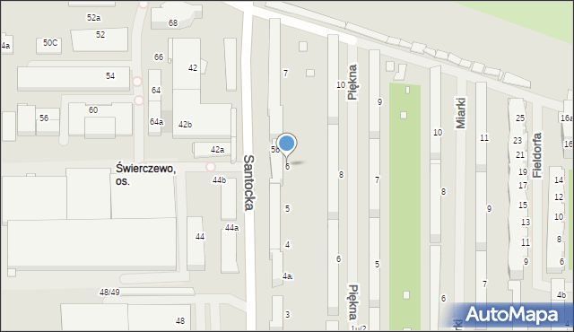 Szczecin, Santocka, 6, mapa Szczecina