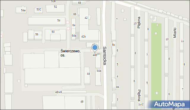 Szczecin, Santocka, 44b, mapa Szczecina