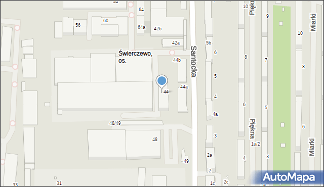 Szczecin, Santocka, 44C, mapa Szczecina