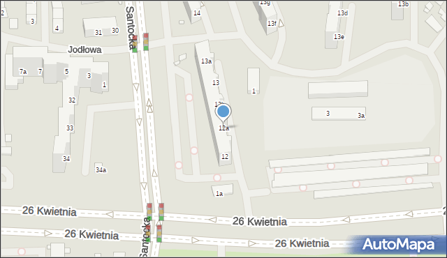 Szczecin, Santocka, 12a, mapa Szczecina