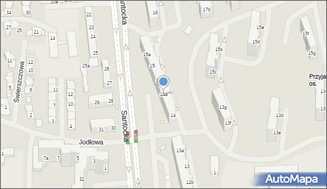 Szczecin, Santocka, 14a, mapa Szczecina