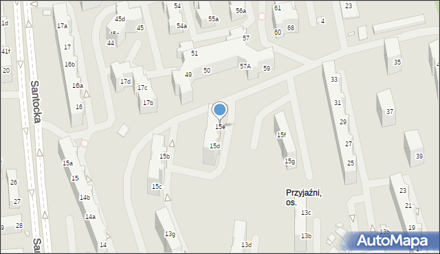 Szczecin, Santocka, 15e, mapa Szczecina