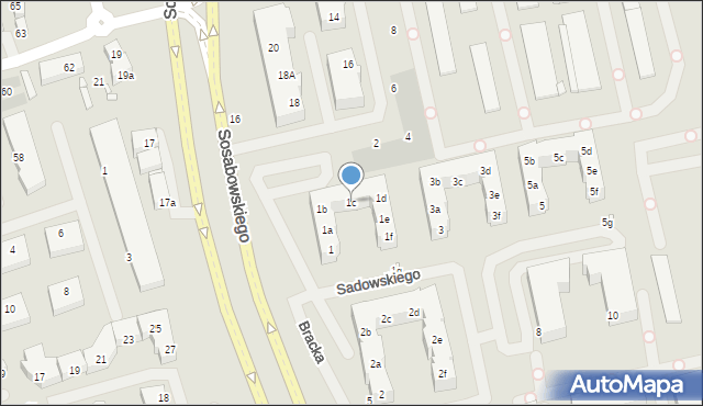 Szczecin, Sadowskiego Zygmunta, gen., 1c, mapa Szczecina