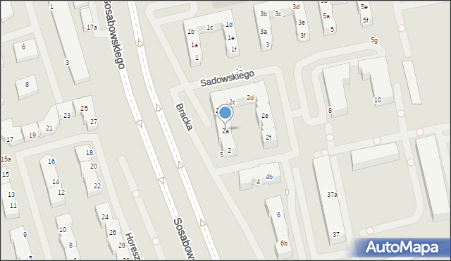 Szczecin, Sadowskiego Zygmunta, gen., 2a, mapa Szczecina