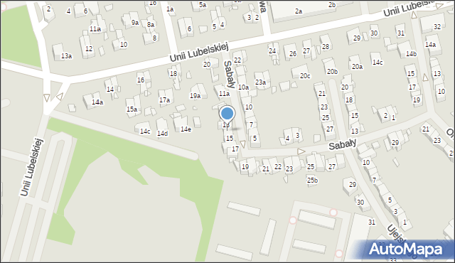 Szczecin, Sabały, 14, mapa Szczecina