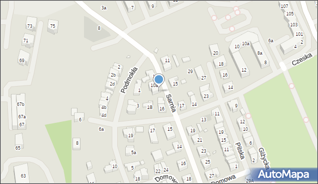 Szczecin, Sarnia, 10b, mapa Szczecina