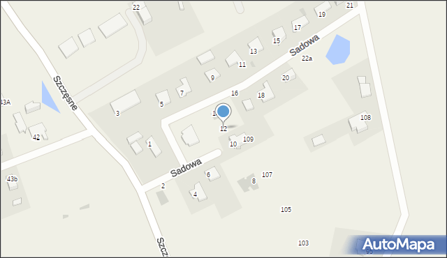 Szczęsne, Sadowa, 12, mapa Szczęsne