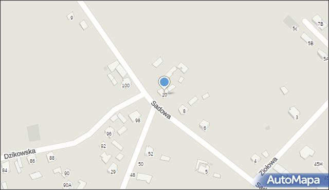 Tarnobrzeg, Sadowa, 10, mapa Tarnobrzegu