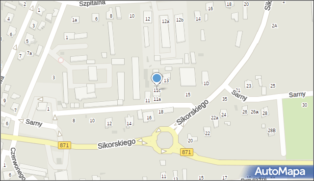 Tarnobrzeg, Sarny, por., 11c, mapa Tarnobrzegu