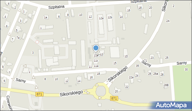 Tarnobrzeg, Sarny, por., 11e, mapa Tarnobrzegu