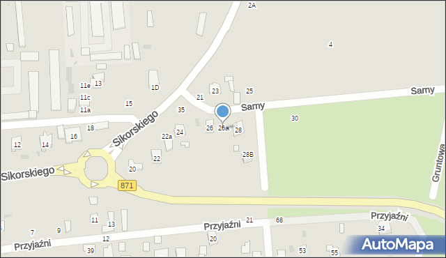 Tarnobrzeg, Sarny, por., 26a, mapa Tarnobrzegu