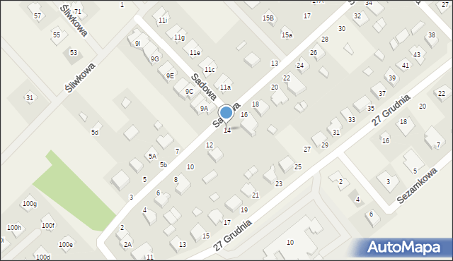 Tarnowo Podgórne, Sadowa, 14, mapa Tarnowo Podgórne