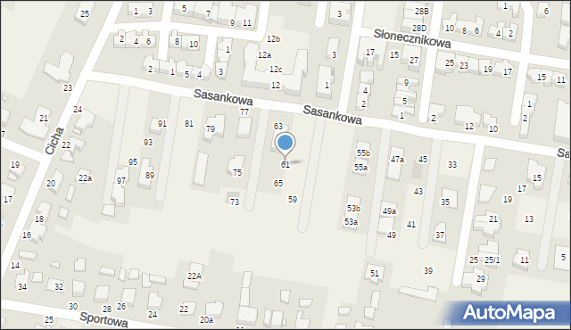 Tarnowo Podgórne, Sasankowa, 61, mapa Tarnowo Podgórne
