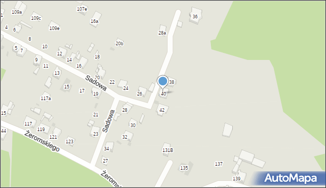 Tarnowskie Góry, Sadowa, 40, mapa Tarnowskie Góry