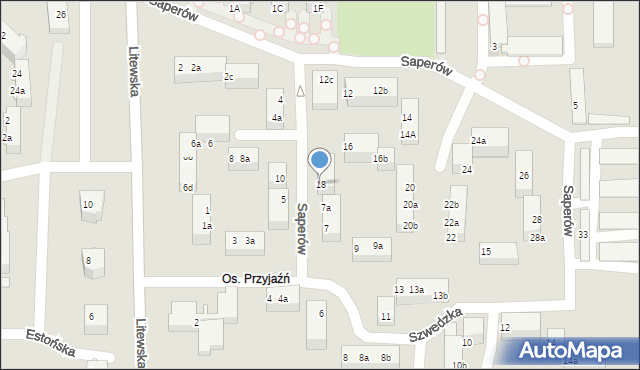 Tarnowskie Góry, Saperów, 18, mapa Tarnowskie Góry