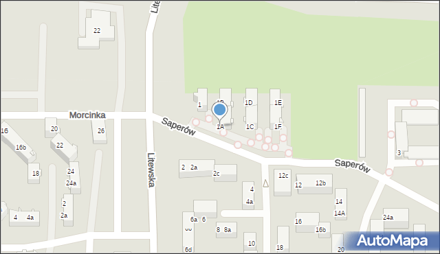 Tarnowskie Góry, Saperów, 1A, mapa Tarnowskie Góry
