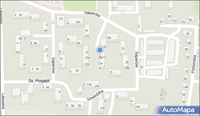 Tarnowskie Góry, Saperów, 22b, mapa Tarnowskie Góry