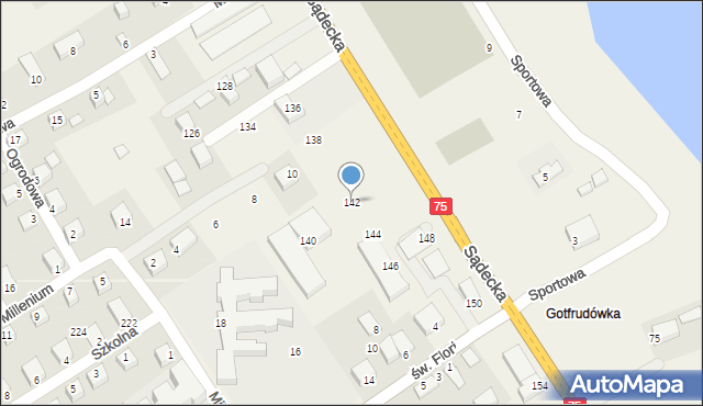 Tęgoborze, Sądecka, 142, mapa Tęgoborze