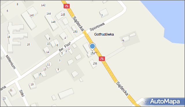 Tęgoborze, Sądecka, 154, mapa Tęgoborze