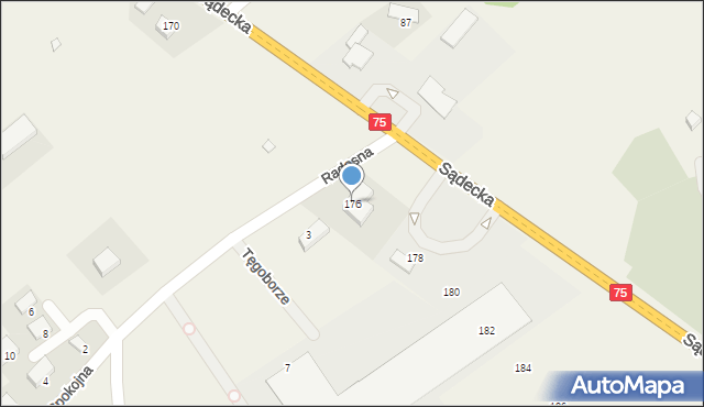 Tęgoborze, Sądecka, 176, mapa Tęgoborze