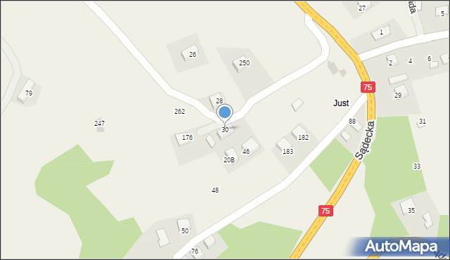 Tęgoborze, Sądecka, 30, mapa Tęgoborze