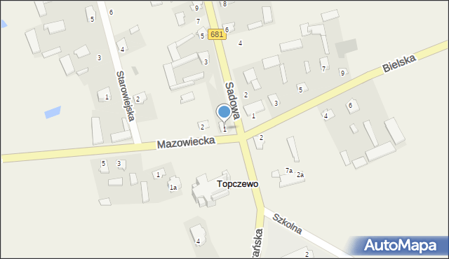 Topczewo, Sadowa, 1, mapa Topczewo