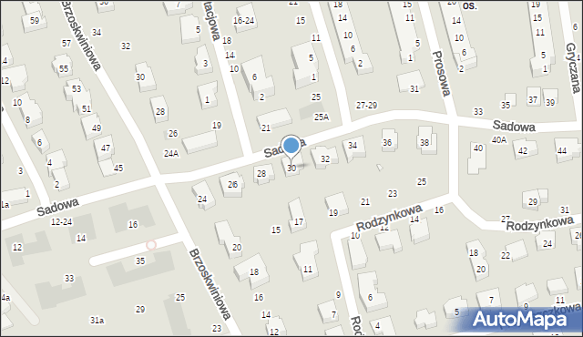 Toruń, Sadowa, 30, mapa Torunia
