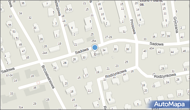 Toruń, Sadowa, 32, mapa Torunia