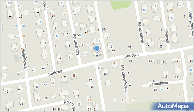 Toruń, Sadowa, 55, mapa Torunia