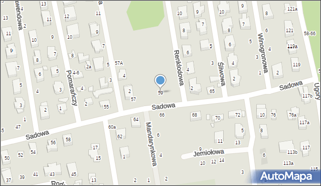 Toruń, Sadowa, 59, mapa Torunia