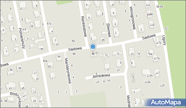 Toruń, Sadowa, 68, mapa Torunia