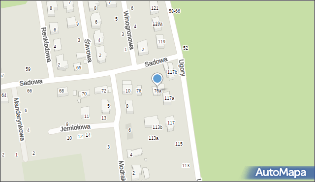 Toruń, Sadowa, 76a, mapa Torunia