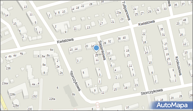 Toruń, Sasankowa, 15, mapa Torunia