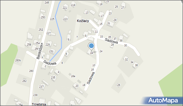 Trzebinia, Sadowa, 14, mapa Trzebinia