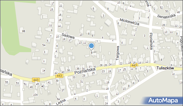 Tuliszków, Sadowa, 9, mapa Tuliszków
