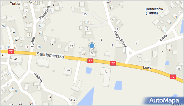 Turbia, Sandomierska, 24, mapa Turbia