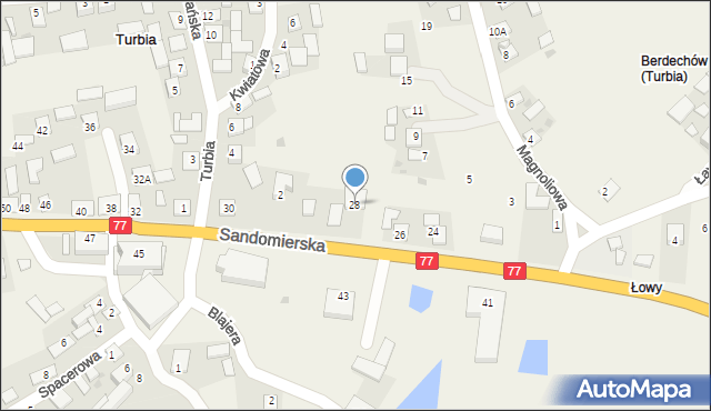Turbia, Sandomierska, 28, mapa Turbia