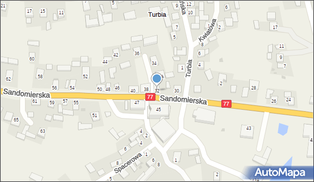 Turbia, Sandomierska, 32, mapa Turbia