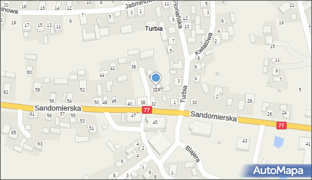 Turbia, Sandomierska, 32A, mapa Turbia