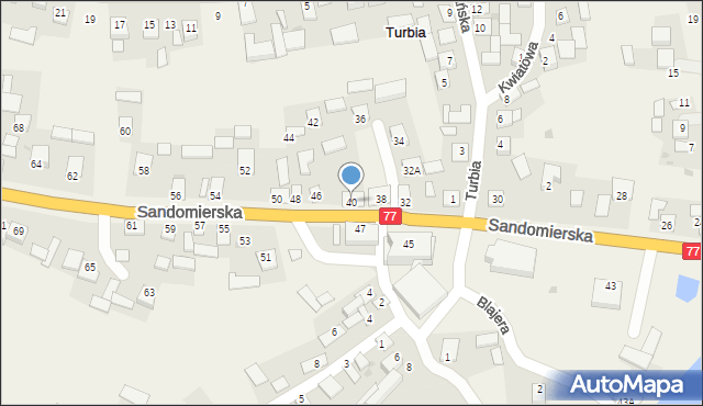 Turbia, Sandomierska, 40, mapa Turbia