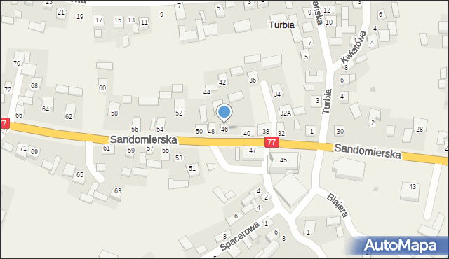 Turbia, Sandomierska, 46, mapa Turbia