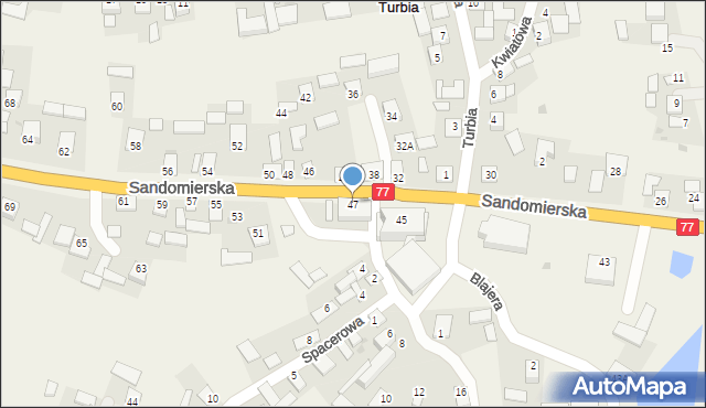 Turbia, Sandomierska, 47, mapa Turbia